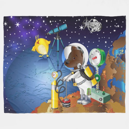 Puppy in de ruimte een buitenaardse met een telesc fleece deken (Voorkant (Horizontaal))