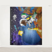 Puppy in de ruimte een buitenaardse met een telesc wandkleed (Voorkant)