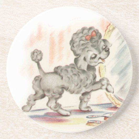 Puppy in de spiegel zandsteen onderzetter (Voorkant)