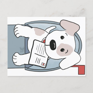 Puppy in een brievenbus briefkaart