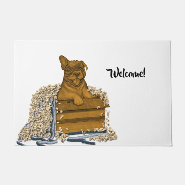 Puppy in een doos deurmat (Voorkant)