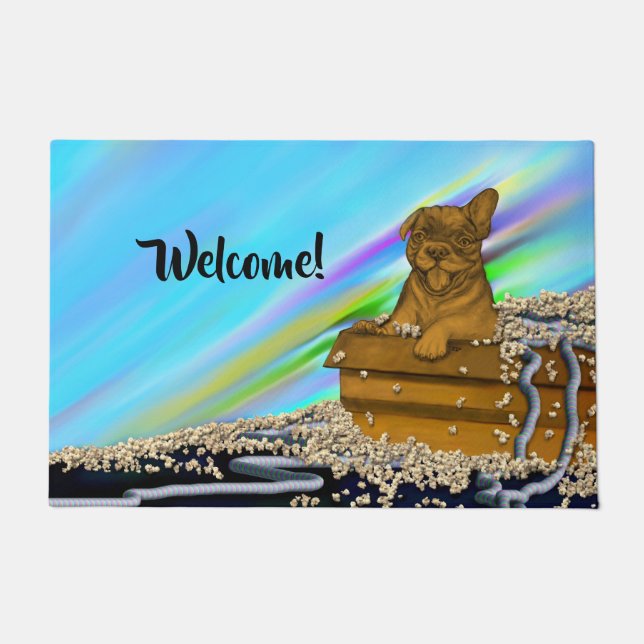 Puppy in een doos deurmat (Voorkant)