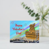 Puppy in een doos, Fijne Valentijnsdag! Briefkaart (Staand voorkant)