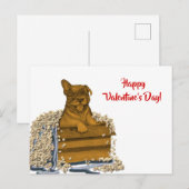 Puppy in een doos, Fijne Valentijnsdag! Briefkaart (Voorkant / Achterkant)