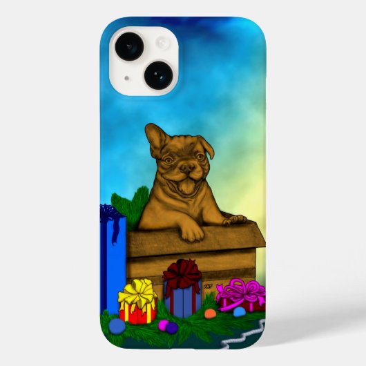 Puppy in een doos, Merry Xmas Case-Mate iPhone Case (Achterkant)