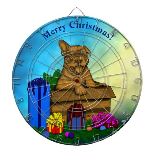 Puppy in een doos, Merry Xmas Dartbord (Voorkant)