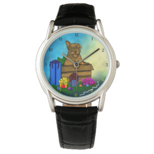 Puppy in een doos, Merry Xmas Horloge