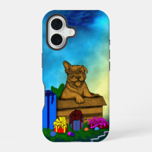 Puppy in een doos, Merry Xmas iPhone 16 Hoesje