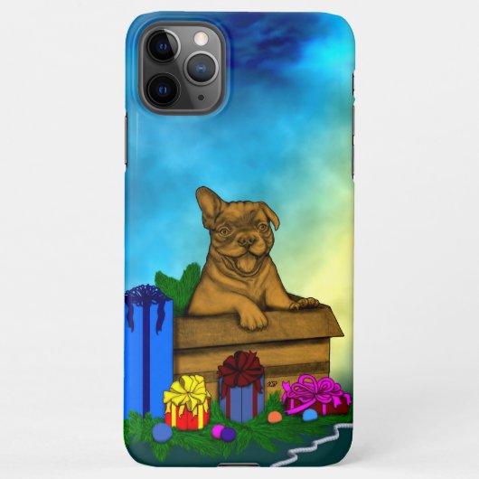 Puppy in een doos, Merry Xmas iPhone Hoesje (Achterkant)