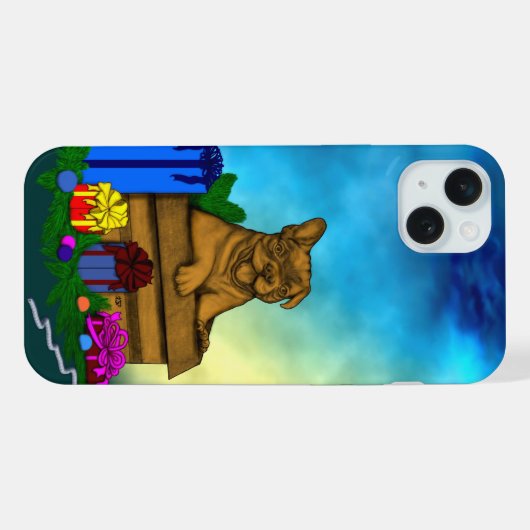 Puppy in een doos, Merry Xmas iPhone Hoesje (Achterkant horizontaal)