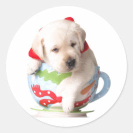 PUPPY IN EEN KERST STICKER CUP