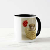 Puppy in een mandje mok (Voorkant rechts)