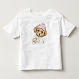 Puppy in een roze pet van Natasha Us Kinder Shirts