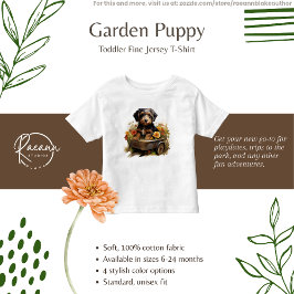 Puppy in een Wagon of Flowers Baby T-Shirt