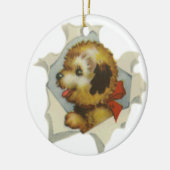 Puppy in gescheurd papier keramisch ornament (Links)