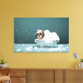Puppy in het schuimbad canvas afdruk (Insitu (Woonkamer))