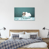 Puppy in het schuimbad canvas afdruk (Insitu (Slaapkamer))