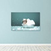Puppy in het schuimbad canvas afdruk (Insitu (Houten vloer))