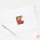 puppy in kous vierkante sticker (Envelop)