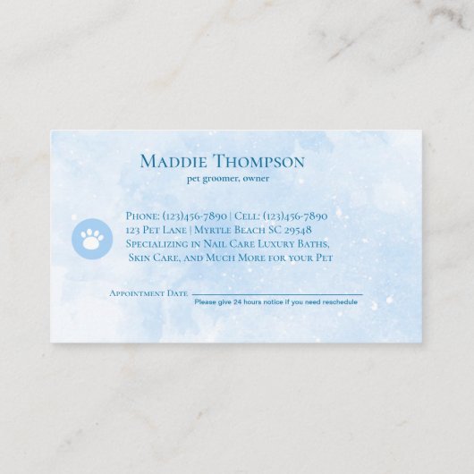 Puppy in Pail Pet Groomer Services Visitekaartje (Achterkant)