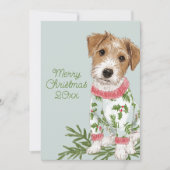 Puppy in Pajamas Blue Flat Feestdagenkaart (Voorkant)