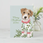 Puppy in Pajamas Blue Flat Feestdagenkaart (Staand voorkant)