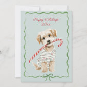 Puppy in Pajamas Blue Flat Feestdagenkaart (Voorkant)