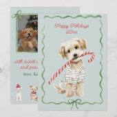 Puppy in Pajamas Blue Flat Feestdagenkaart (Voorkant / Achterkant)