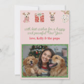 Puppy in Pajamas Pink Flat Feestdagenkaart (Achterkant)