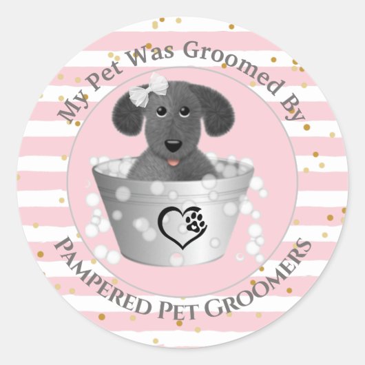 Puppy in Tin Tub-klant Ronde Sticker (Voorkant)