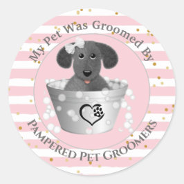 Puppy in Tin Tub-klant Ronde Sticker