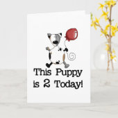Puppy is 2 Verjaardag Tshirts en geschenken Kaart (Gele Bloem)