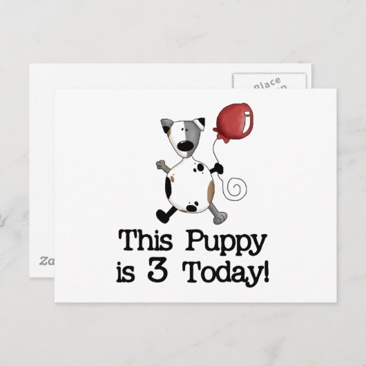 Puppy is 3 Verjaardag Tshirts en geschenken Briefkaart (Voorkant / Achterkant)