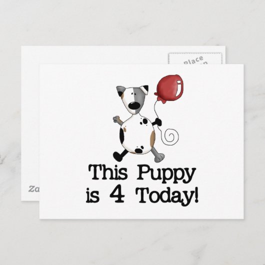 Puppy is 4 Verjaardag Tshirts en geschenken Briefkaart (Voorkant / Achterkant)