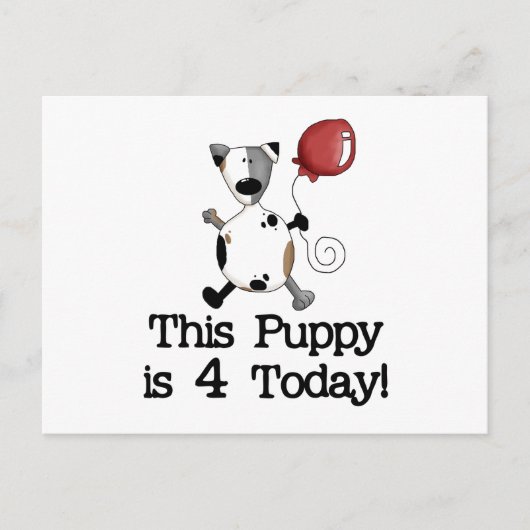 Puppy is 4 Verjaardag Tshirts en geschenken Briefkaart (Voorkant)