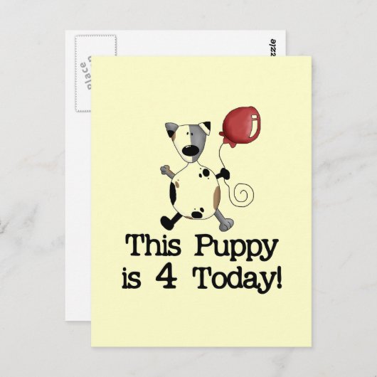 Puppy is 4 Verjaardag Tshirts en geschenken Briefkaart (Voorkant / Achterkant)