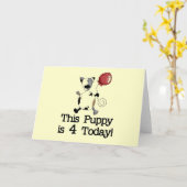 Puppy is 4 Verjaardag Tshirts en geschenken Kaart (Gele Bloem)