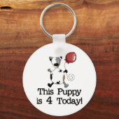 Puppy is 4 Verjaardag Tshirts en geschenken Sleutelhanger (Voorkant)