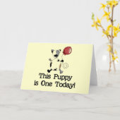 Puppy is een verjaardagstshirt en cadeautjes kaart (Gele Bloem)