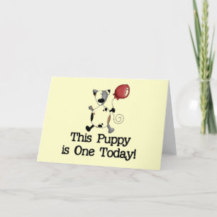Puppy is een verjaardagstshirt en cadeautjes kaart