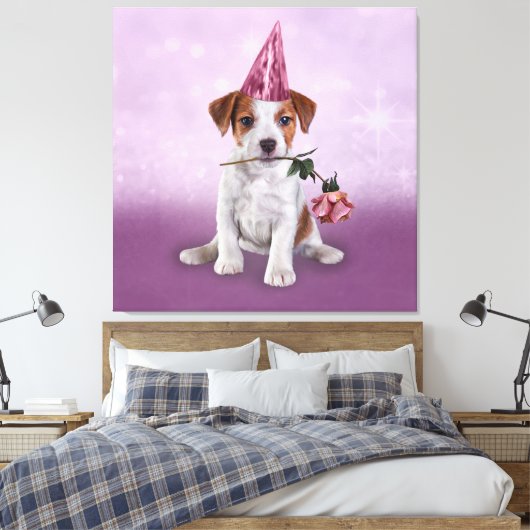 Puppy Jack Russell Terrier Canvas Afdruk (Insitu (Slaapkamer))