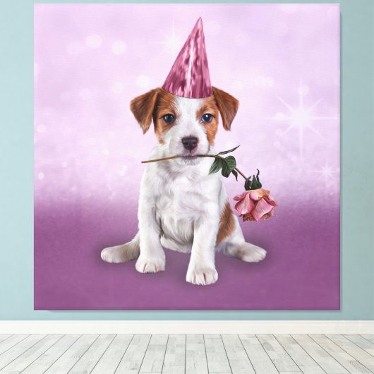Puppy Jack Russell Terrier Canvas Afdruk (Insitu (Houten vloer))