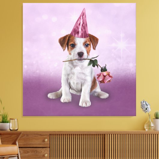 Puppy Jack Russell Terrier Canvas Afdruk (Insitu (Woonkamer))