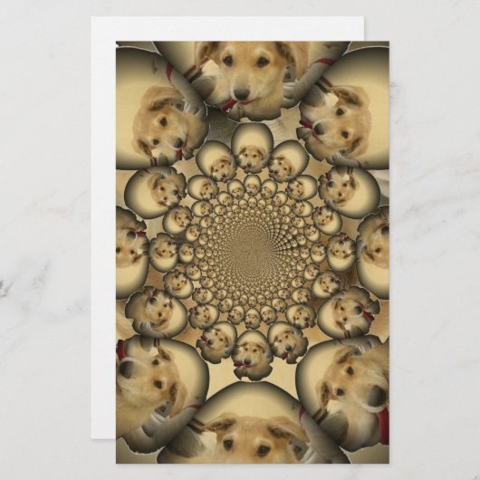 Puppy Kaleidoscoop Art Print Briefpapier (Voorkant / Achterkant)
