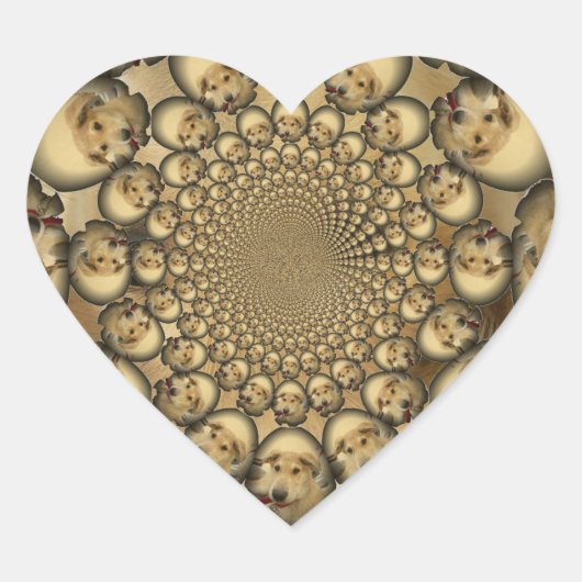 Puppy Kaleidoscoop Art Print Hart Sticker (Voorkant)