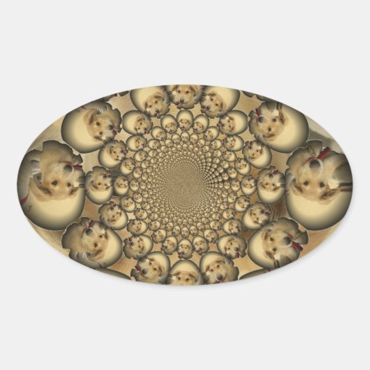 Puppy Kaleidoscoop Art Print Ovale Sticker (Voorkant)