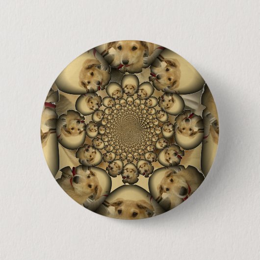 Puppy Kaleidoscoop Art Print Ronde Button 5,7 Cm (Voorkant)