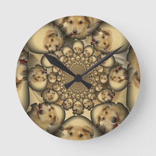 Puppy Kaleidoscoop Art Print Ronde Klok (Voorkant)