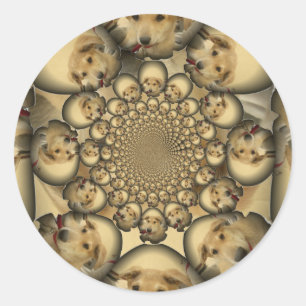 Puppy Kaleidoscoop Art Print Ronde Sticker