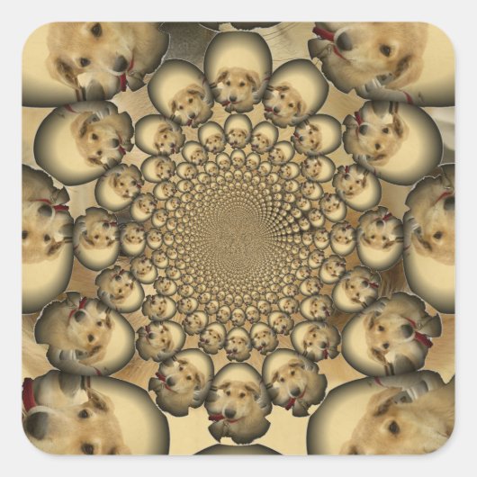 Puppy Kaleidoscoop Art Print Vierkante Sticker (Voorkant)